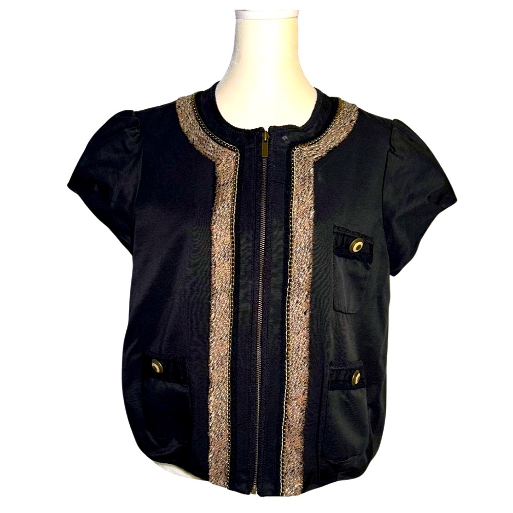 BCBGMAXAZRIA Jacket with Chanel Design Vibes in Black Womens Size Medium